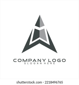 Letra vectorial W diseño de logotipo abstracto con pirámide.