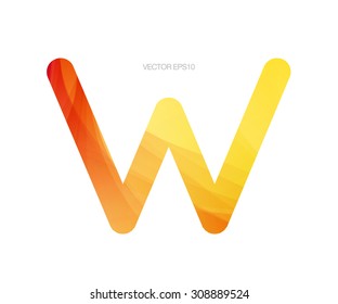 Vector letter W with bright texture on white background