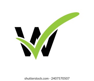 vector letter w check mark logo design.