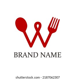 vector letter w and cutlery logo