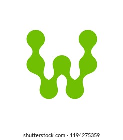 Vector letter W. Digital style symbol design. Font element. Alphabet logo. Monogram template.