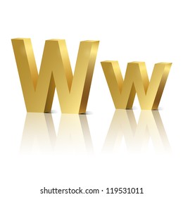 Vector letter W of golden design alphabet