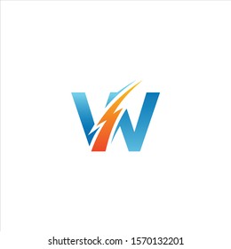 vector letter W logo with lightning
