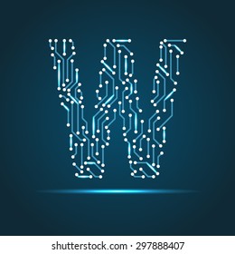 Vector letter W logo (sign, symbol, icon, design element). Technology design