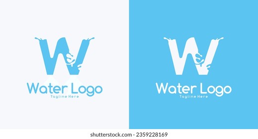 Vector Letter W logo splash water wave logo design concept