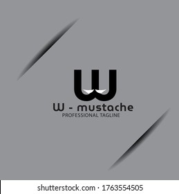 Plantillas de logotipo de letra vectorial W aisladas en fondo gris. Diseño de bigote moderno. 