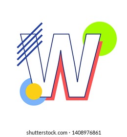Vector letter W. Modern abstract font. Vector illustration EPS10