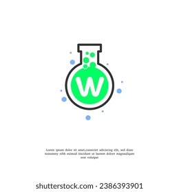 vector letter W on lab icon design template illustration