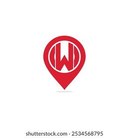 Letra vetorial W pin point logotipo design template inspira, ilustração vetorial.
