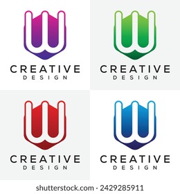 Vector Letter W Polygon Design Template