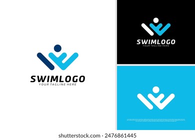 Vector letra w natación deporte logo diseño Plantilla