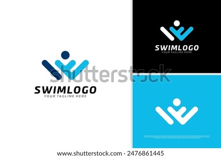 Vector letter w swimming sport logo design template