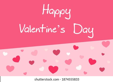 Vector - Letter word "Happy Valentine's Day" on pink background with many hearts. Special day. Can be use for print, poster, card or web.
