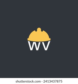 Vector letter wv hard hat, leber hat logo design template inspiration vector illustration