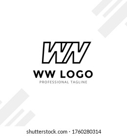 Vector Letter WW logo templates isolated on white black background. Modern Linked Design. 