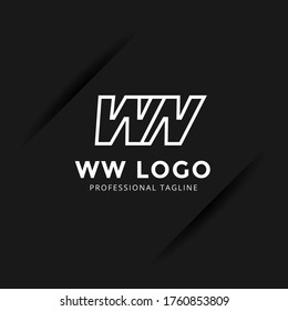 Plantillas de logotipo WW de carta vectorial aisladas en fondo negro blanco. Diseño Moderno Vinculado. 