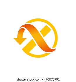 Vector letter x with arrow.