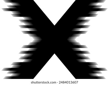 Vector letter X black on white background with abstract pixels. Design element. Vector background