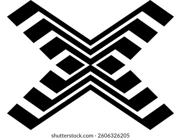 Vector letter X in black on a white background.
Strict modern striped pattern with lines.  Black and white vector background. logo. design element. design element