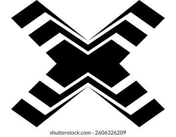 Vector letter X in black on a white background.
Strict modern striped pattern with lines.  Black and white vector background. logo. design element
