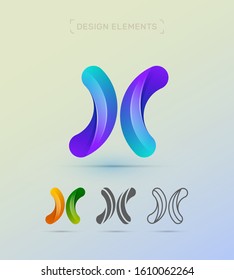 Vector letter X company logo design template. Material design, origami, fluent flat and line art styles. Twisted app icon