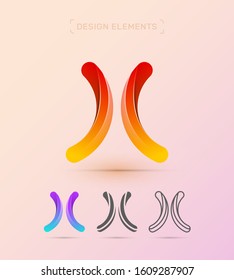 Vector letter X logo design template. Material design, origami paper, fluent flat and line art styles. Twisted app icon