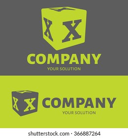 Vector letter X logo. Grey and green versions of the logo X.