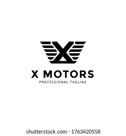 Vector Letter x logo templates isolated on white background. Modern Wing Design. 