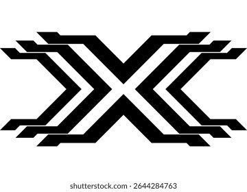 Vector letter X made of thick black lines on a white background. Modern striped pattern. Vector background. Design element