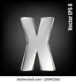 Vector letter x from metal alphabet. Lovercase metal font collection. EPS 8