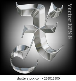 Vector letter X from metal gothic alphabet. Uppercase metal font collection. EPS 8