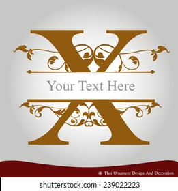 Vector of Letter X in the old vintage style. ABC concept type as logo. Typography design