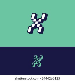 Vector letra X pixel logo diseño inspiración Plantilla, Ilustración vectorial.