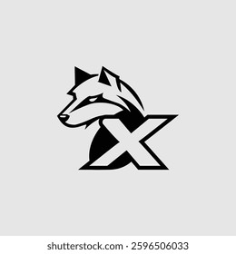 Vector letter X wolf logo design template inspiration, vector illustration.