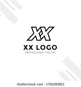 Vector Letter XX logo templates isolated on white black background. Modern Linked Design. 