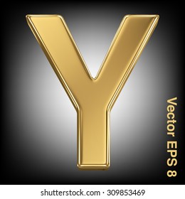 Vector letter Y from gold solid alphabet. Eps 8 using mesh.