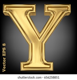 Vector letter Y from gold solid alphabet. Eps 8 using mesh.