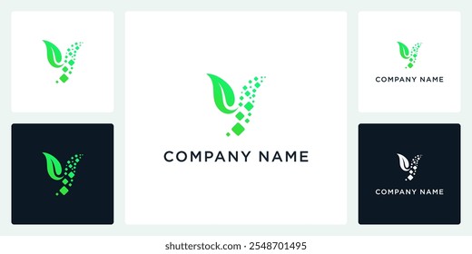 Vector letter Y greentech logo and icon editable.