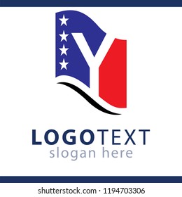 Vector letter Y logo design for American flag