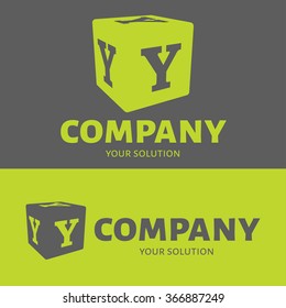 Vector letter Y logo. Grey and green versions of the logo Y.