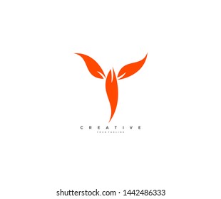 vector letter Y logo orange color minimalism style