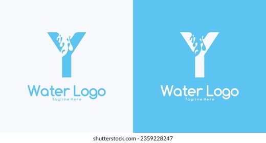 Vector Letter Y logo splash water wave logo design concept