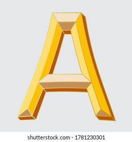 Vector letter A with yellow shades.