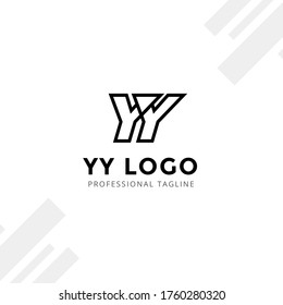 Vector Letter YY logo templates isolated on white black background. Modern Linked Design. 