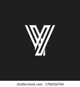 Vector Letter yy uppercase minimalist art monogram. Creative Maze vector linear for Title, Header, Lettering, Logo. Labyrinth Line art style on black background. Modern Design.