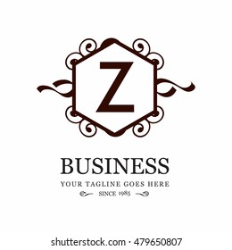 Vector Letter Z Business Sign logo Template. Vintage Insignia or Logotype. Flourishes calligraphic monogram emblem template. Vector logo illustration