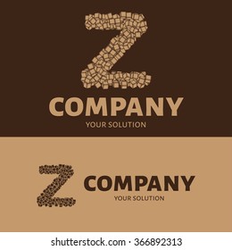 Vector letter Z logo. The logo is the letter Z consists of cubes. Dark brown and beige style