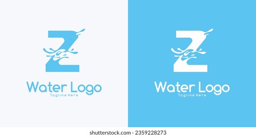 Vector Letter Z logo splash water wave logo design concept