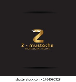Plantillas de logotipo de letra vectorial Z aisladas en fondo negro. Diseño de bigote moderno. 