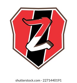 Vector letter Z and red shield illustration, for icon design.